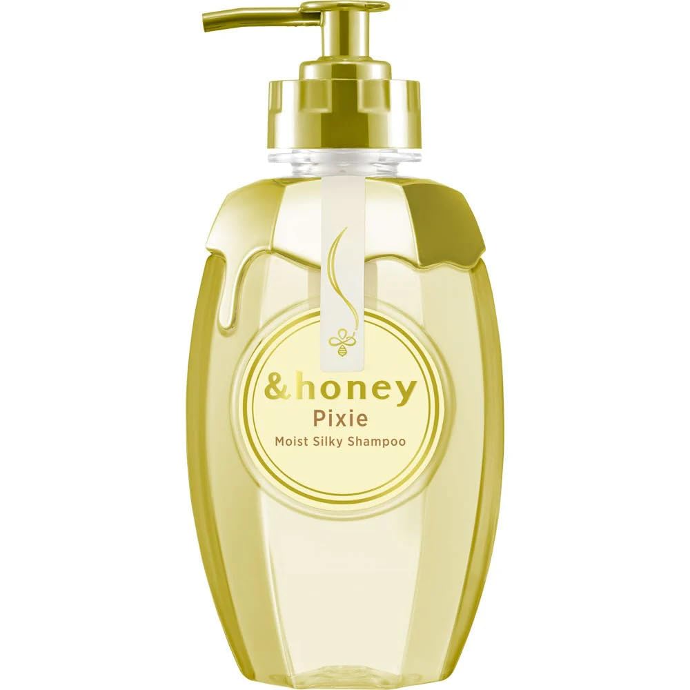 Honey Pixie Moist Silky Shampoo bottle showing hydration for dry, tangled hair
