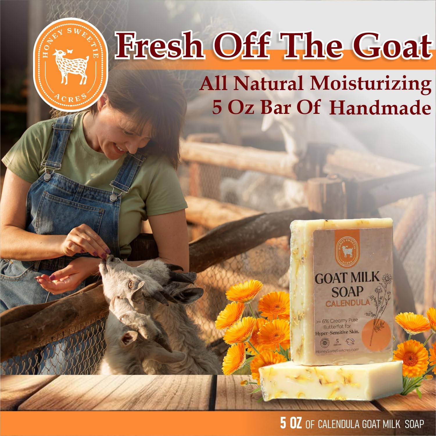 Honey Sweetie Acres Calendula Goat Milk Soap bubbles close-up reveals rich, soothing lather.