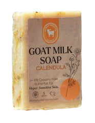 Honey Sweetie Acres Calendula Goat Milk Soap front of bar showing creamy lather and gentle cleansing.