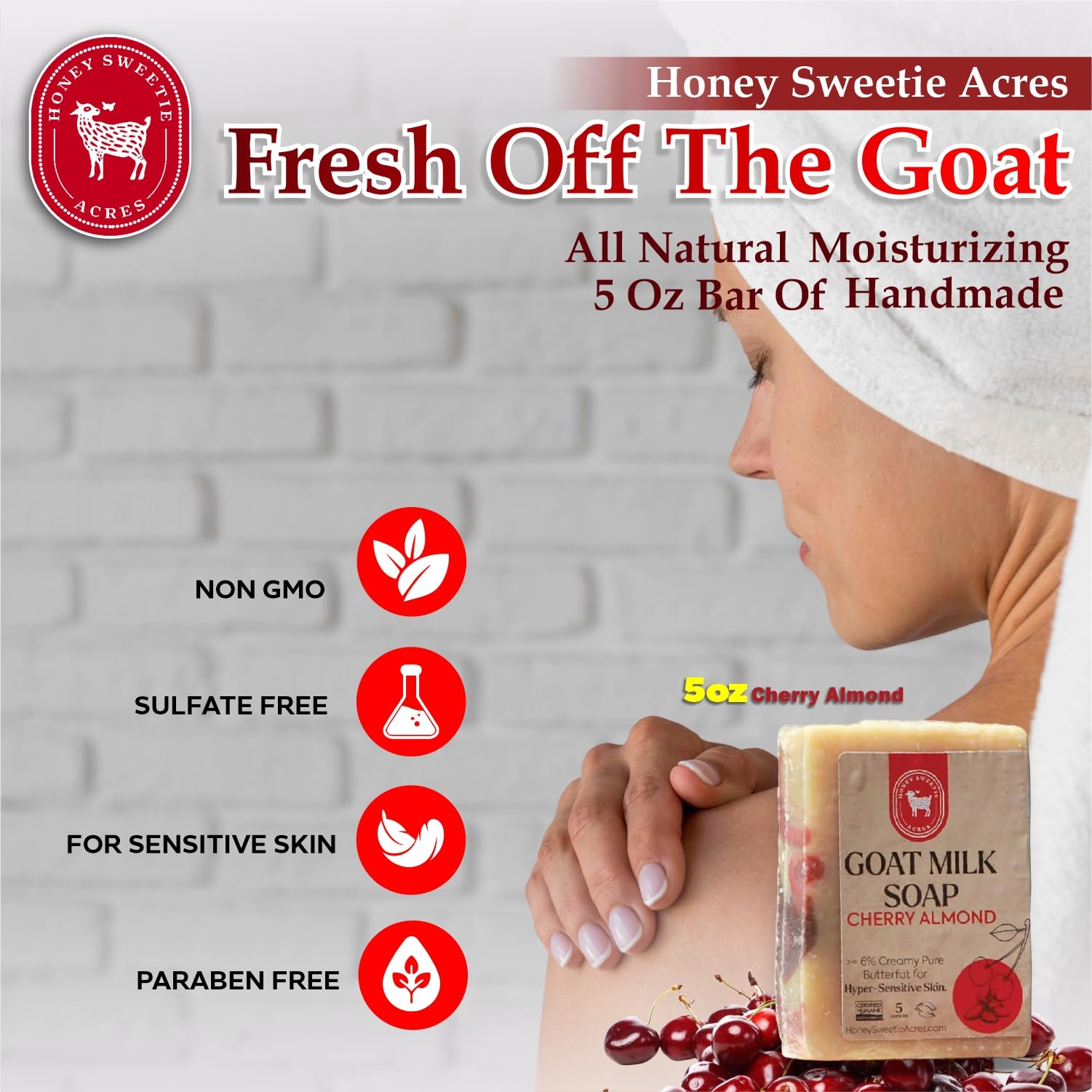 Daily-use Honey Sweetie Acres goat milk soap for a soft, hydrated routine