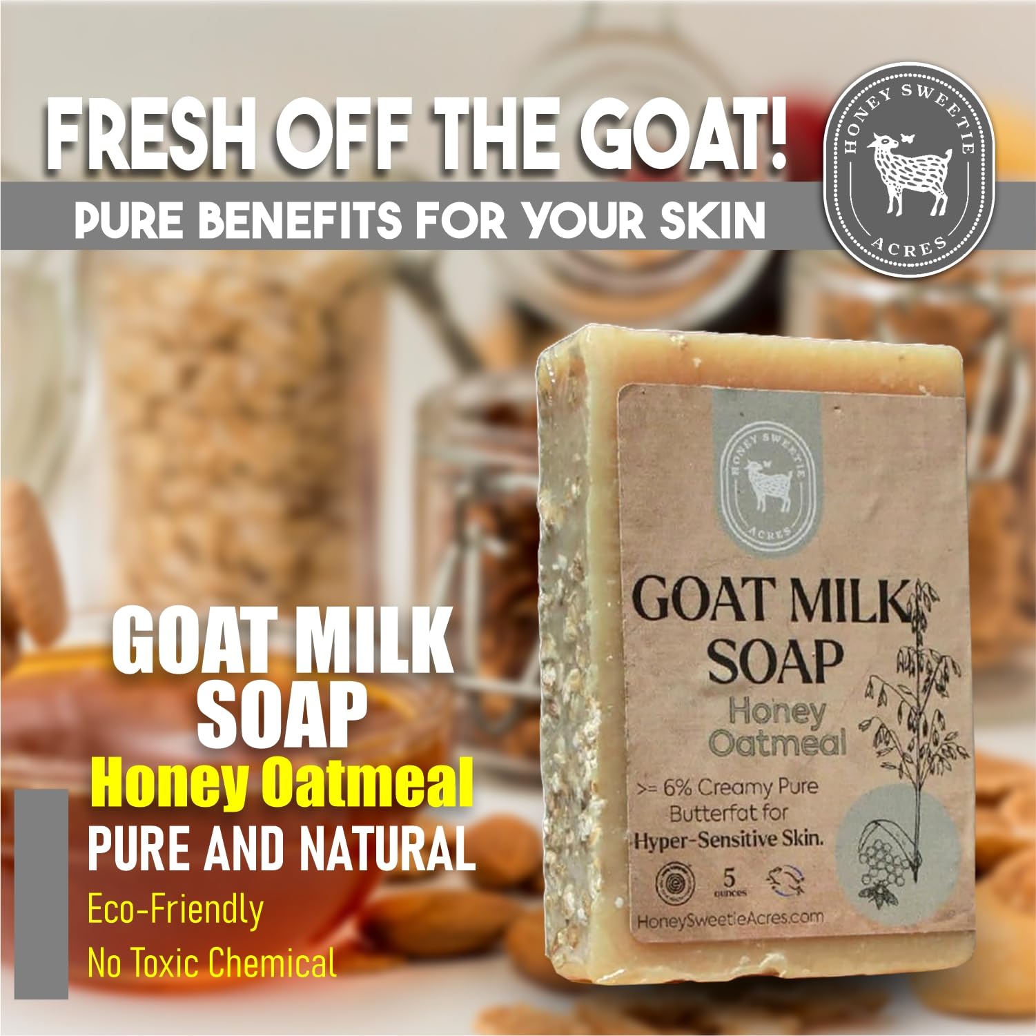 Goat milk soap ingredients swirled with natural oils and butters.