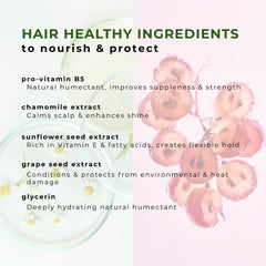 Hair spray mist dispensing from Honeybee Gardens bottle for a clean finish.