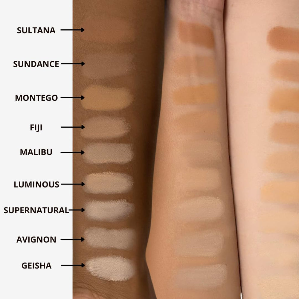 Honeybee Gardens lightly warm neutral shade swatch on skin.