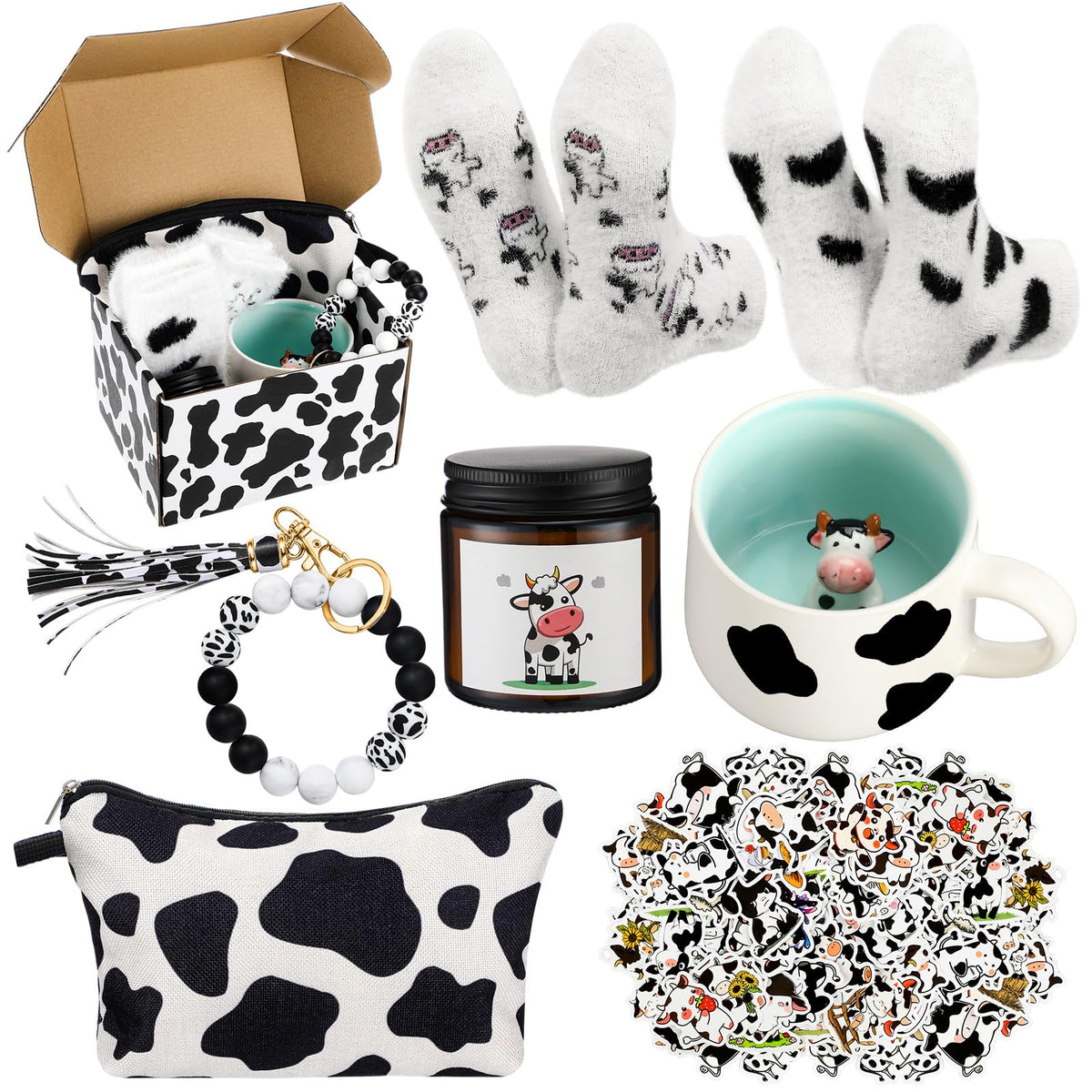 Honeydak cow gifts set gift box and makeup bag, ideal for gifting