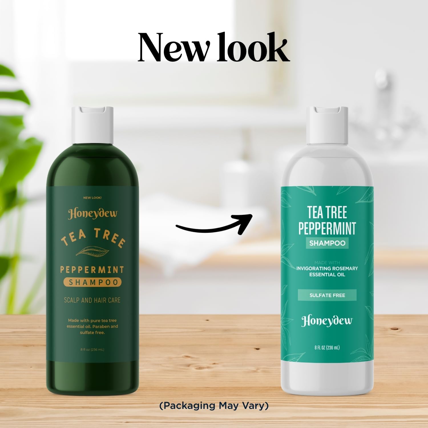 HONEYDEW Invigorating Tea Tree Mint Shampoo application routine on damp hair.