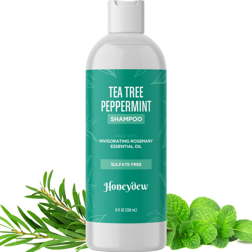 HONEYDEW Invigorating Tea Tree Mint Shampoo bottle for refreshing cleansing of oily hair.