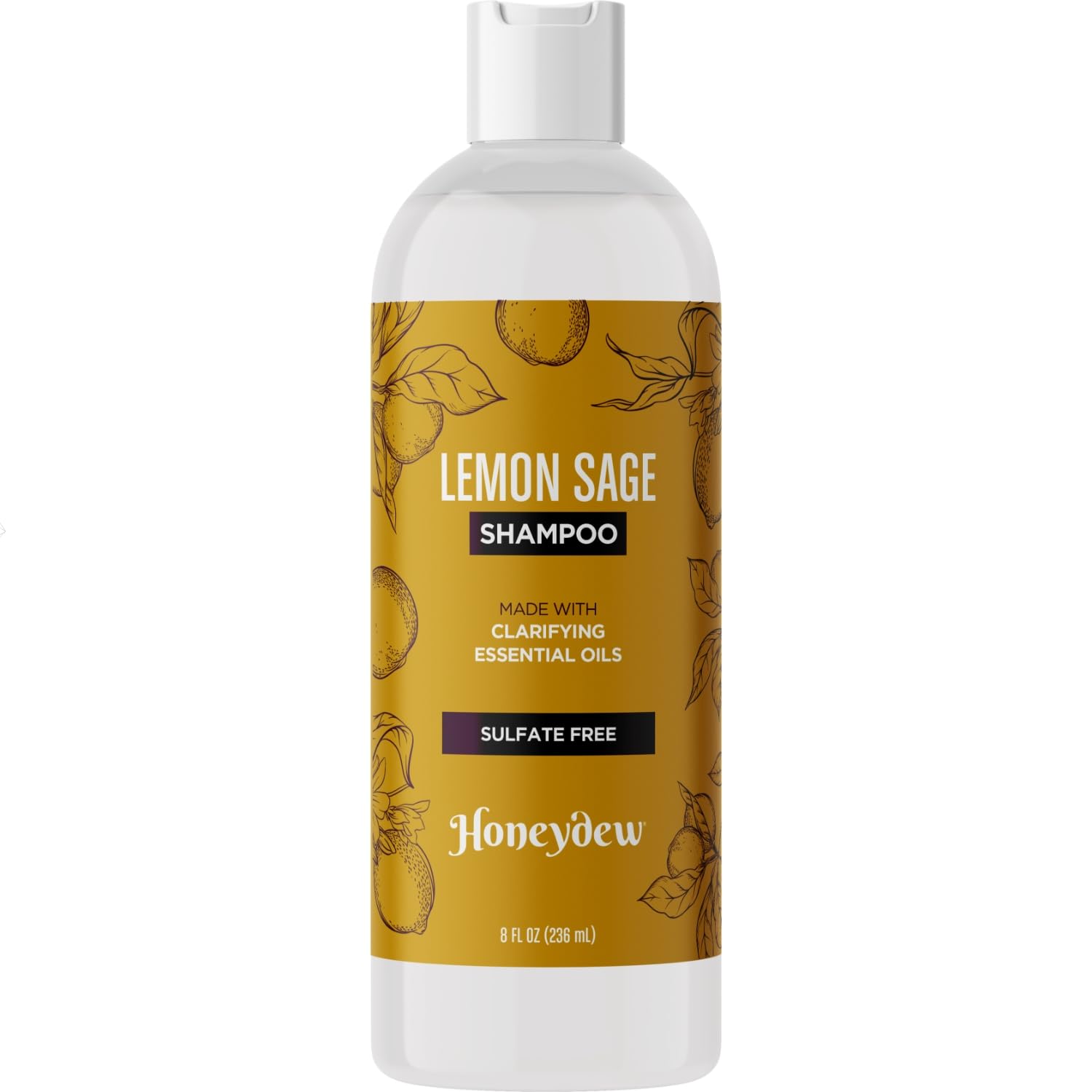 Honeydew Lemon Sage Shampoo bottle showing sulfate-free cleansing.