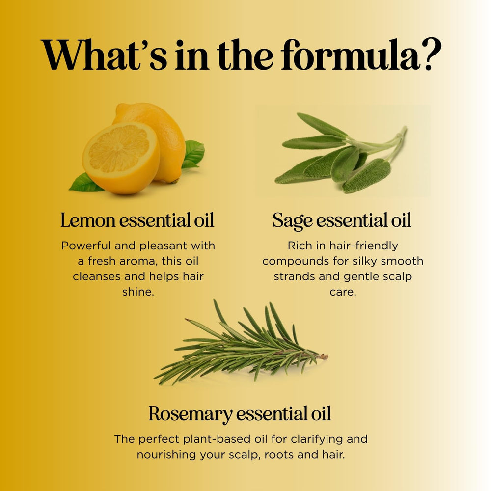 Honeydew Lemon Sage Shampoo on hair for added volume.