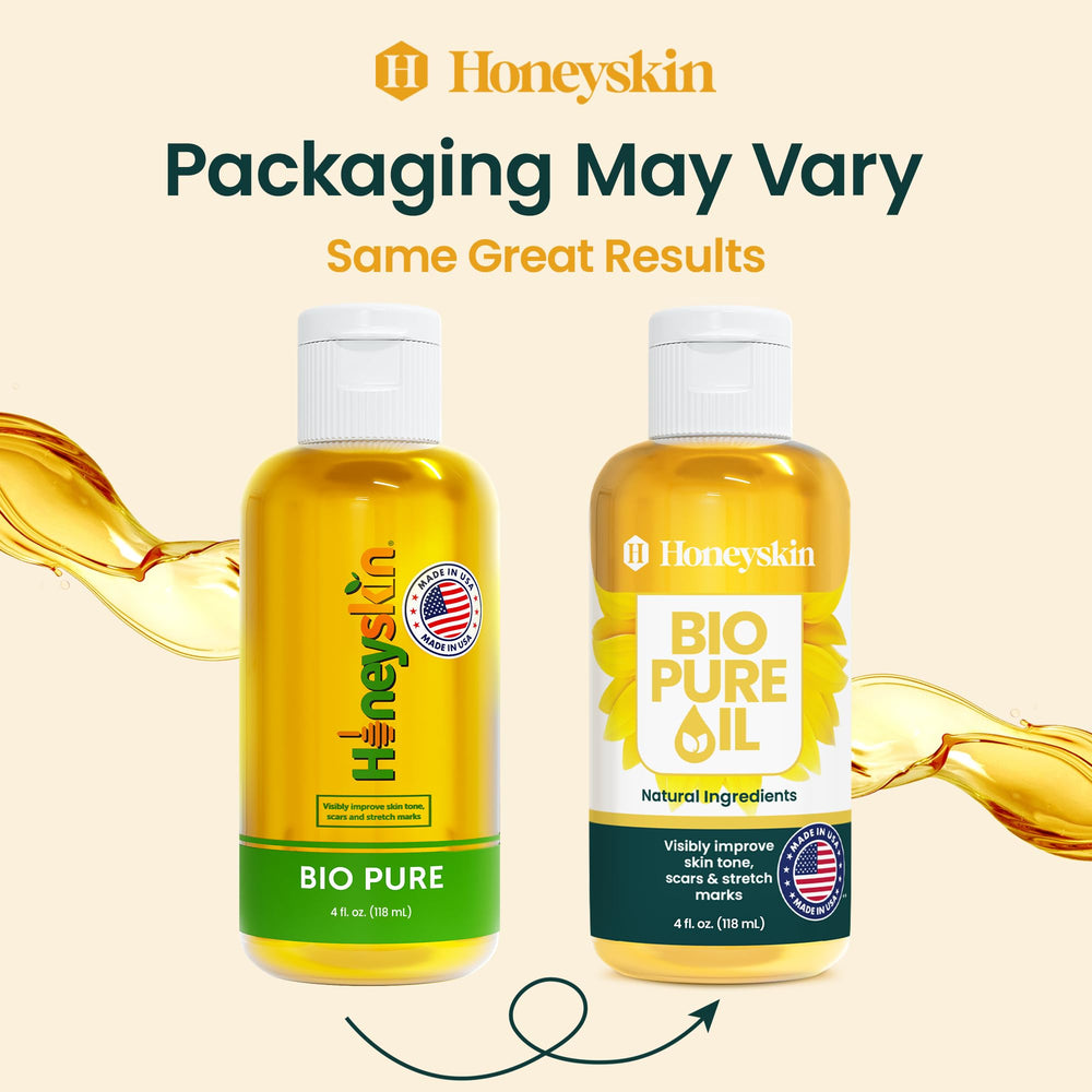 Honeyskin Bio Pure Body Oil bottle with botanical extracts