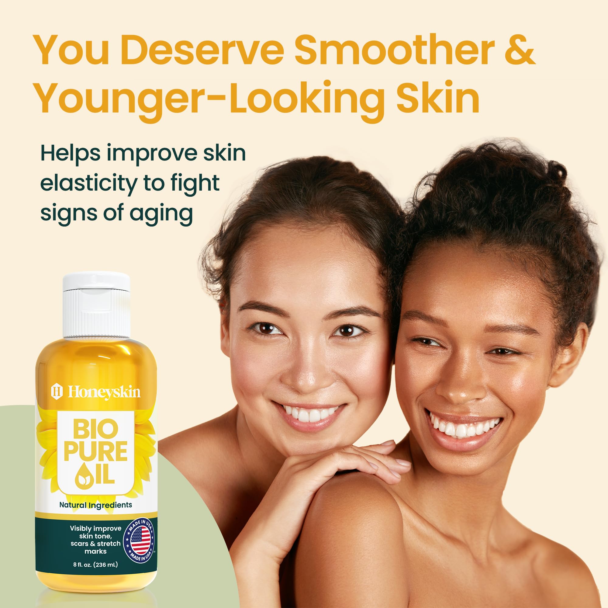 Nine botanical extracts in Honeyskin Bio Pure Body Oil nourish skin.