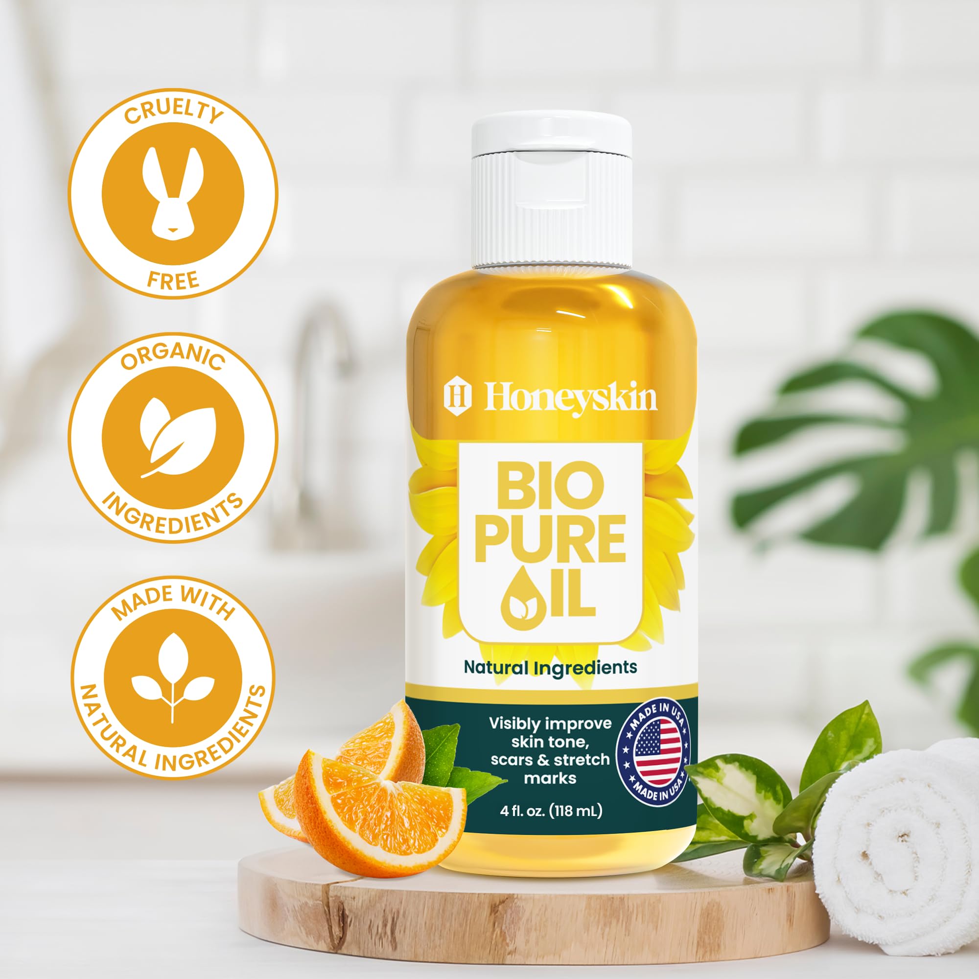 Honeyskin Bio Pure Body Oil on pregnancy belly providing hydration