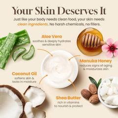 Rich texture of Honeyskin body cream massaged onto skin