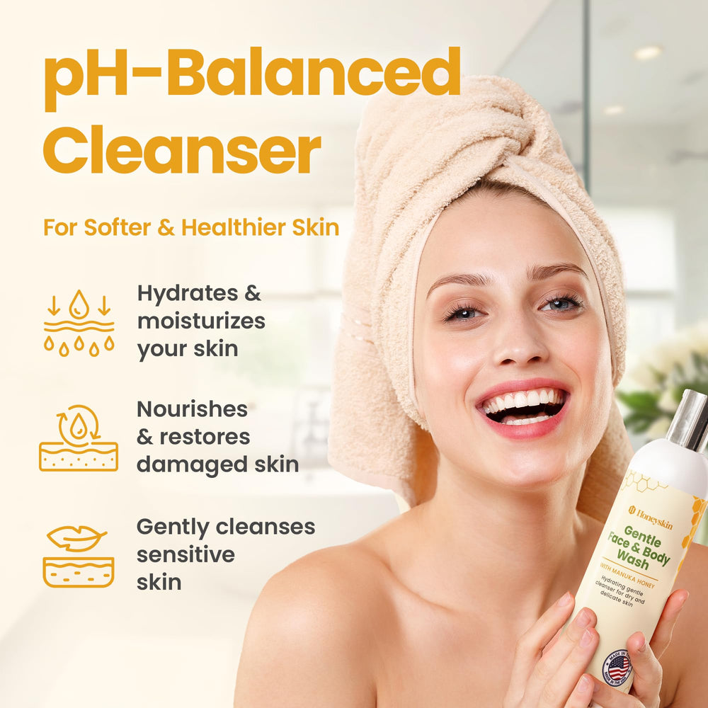 Honeyskin product emphasizing comfort for dry and sensitive skin.