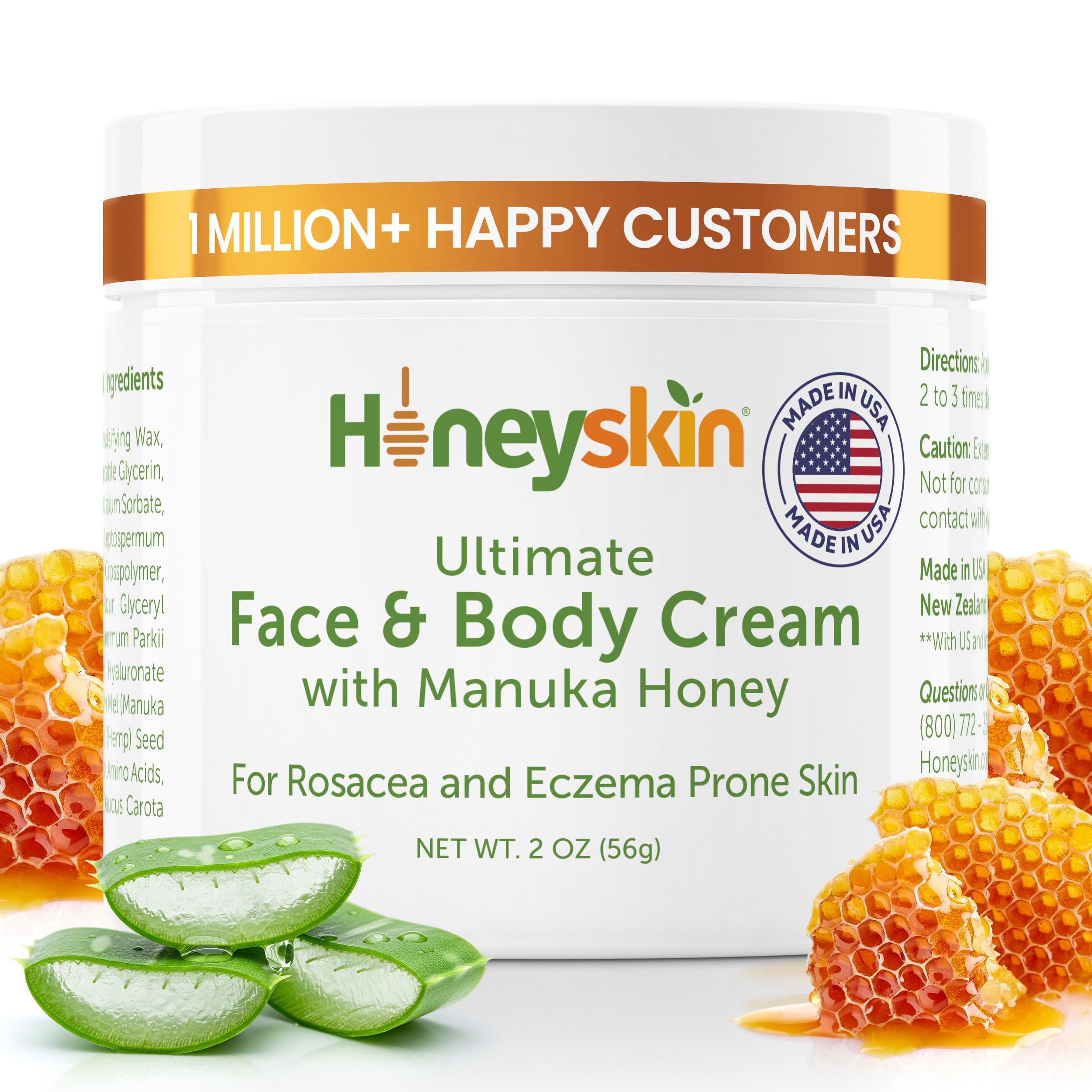 Honeyskin Manuka Honey Face Moisturizer bottle delivering long-lasting hydration