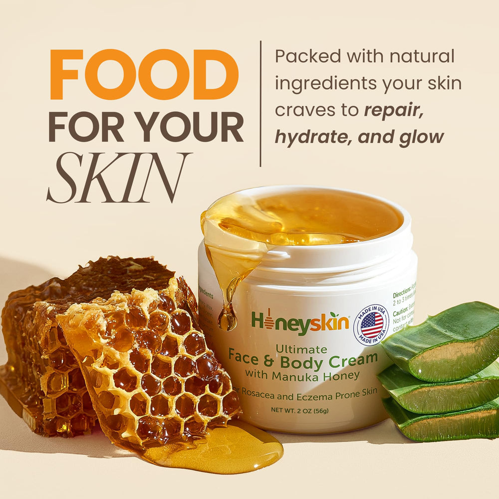 Creamy texture close-up of Honeyskin moisturizer for hydrated skin