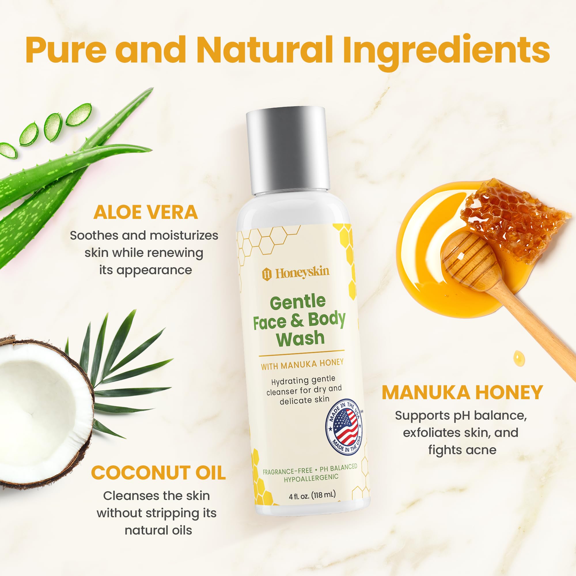 Honeyskin Manuka honey glow highlights deep hydration for sensitive skin.