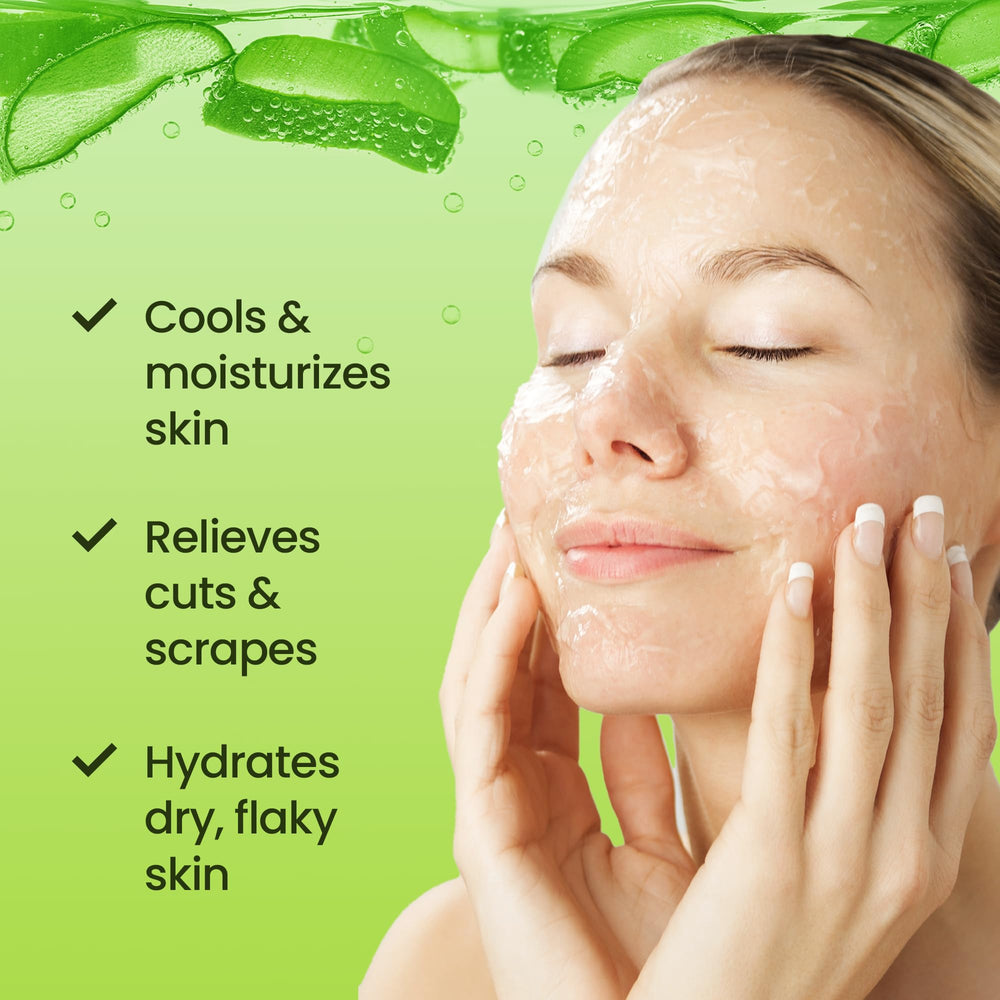 Honeyskin Organic Aloe Vera Gel applied to skin for body-wide hydration.