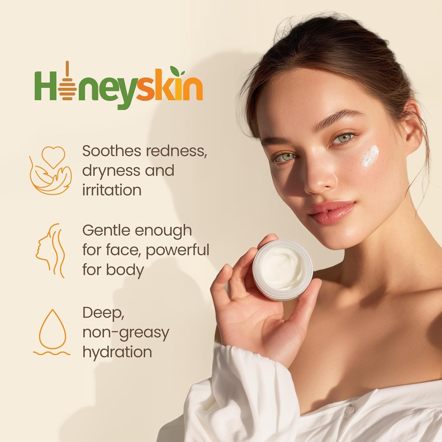 Organic Honeyskin body cream bottle ideal for very dry skin