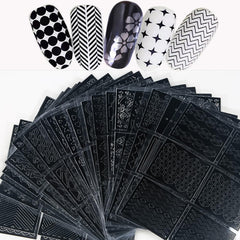 HONGCAUP reusable nail stencils pack with 72 patterns for versatile DIY nail art at home.