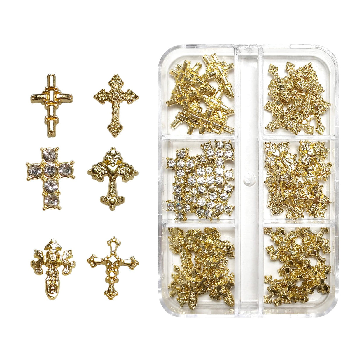Hongliang cross nail charm with rhinestones adds durable punk nail art flair