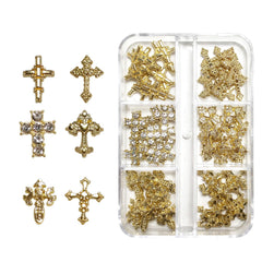 Hongliang cross nail charm with rhinestones adds durable punk nail art flair