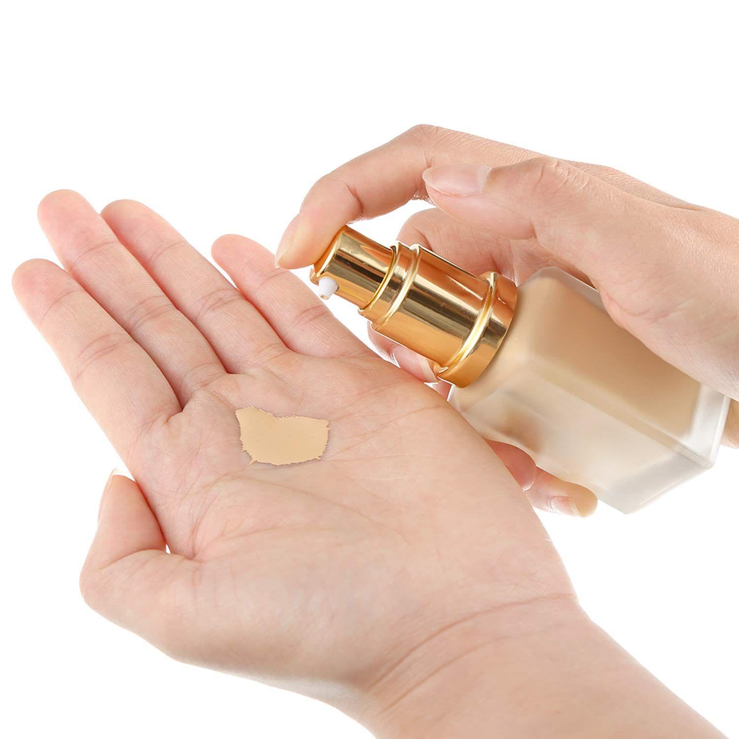 Honoson luxury look pump adds upscale vibe to makeup bottles.