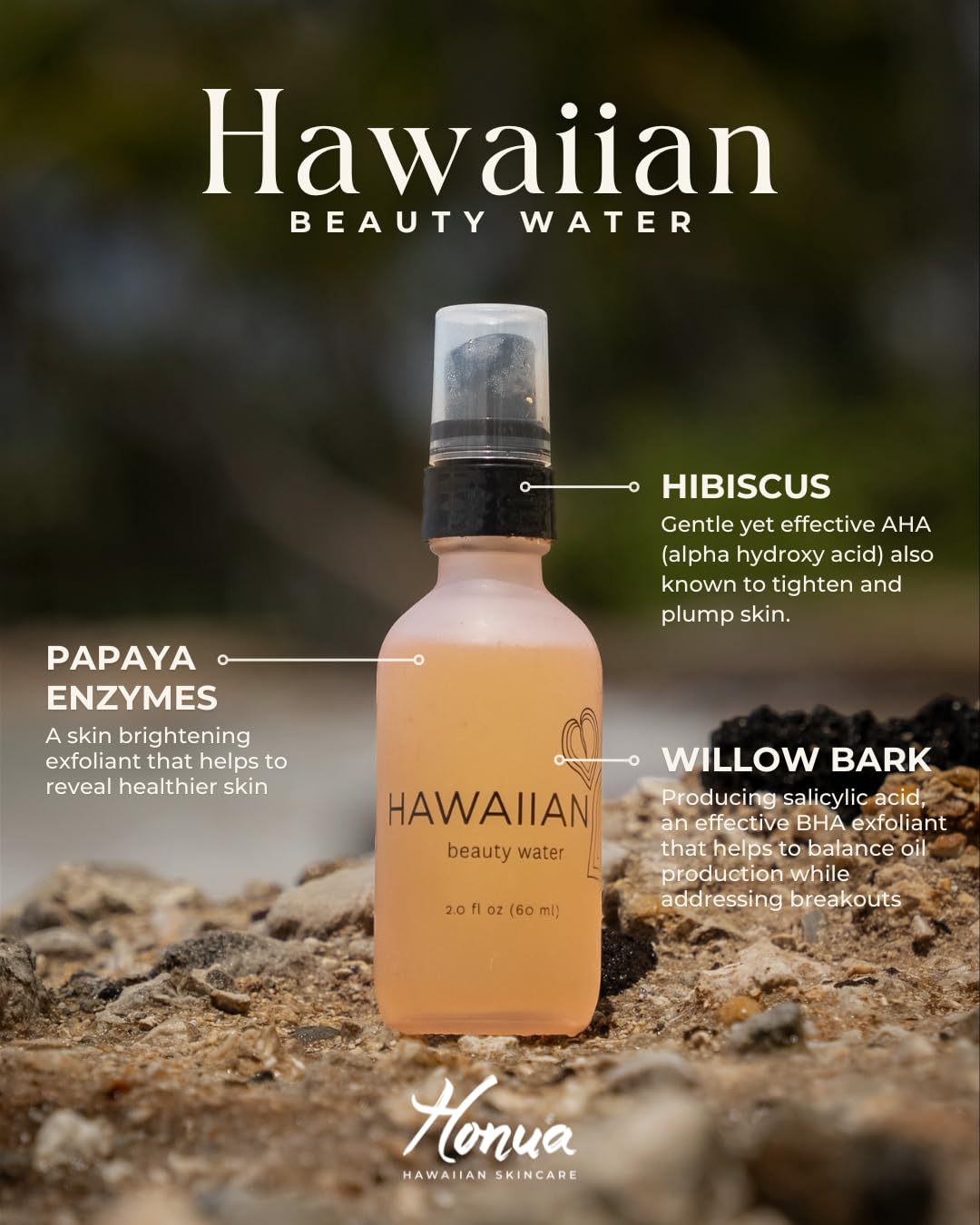 Spa-inspired setting with Honua Beauty Water suggesting daily self-care ritual
