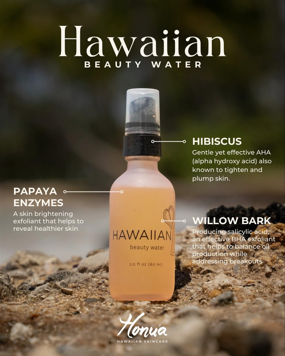 Spa-inspired setting with Honua Beauty Water suggesting daily self-care ritual
