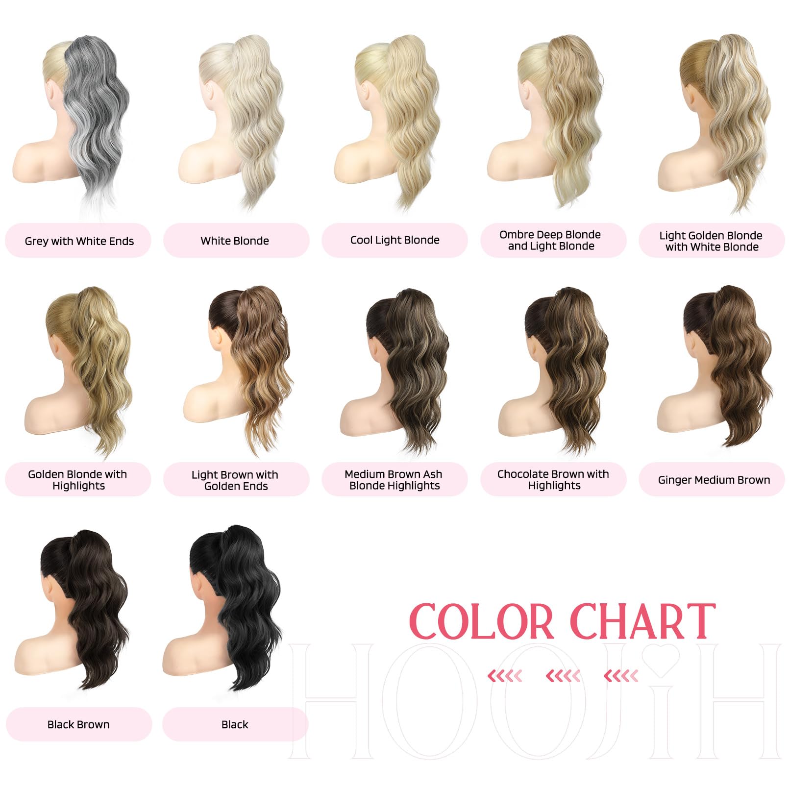 HOOJIH clip-in ponytail 18 inch natural shine and silk-like feel.