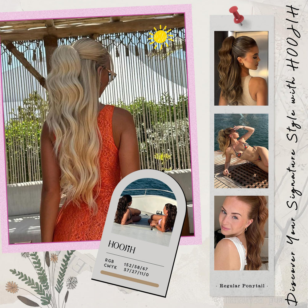 HOOJIH color blend close-up shows light golden blonde with white blonde.
