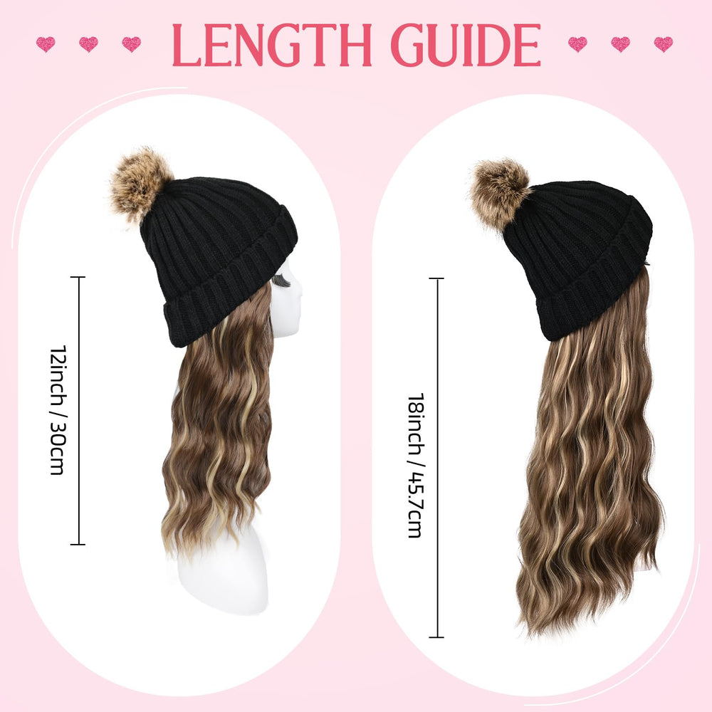 HOOJIH winter warmth from beanie wig adds cozy coverage
