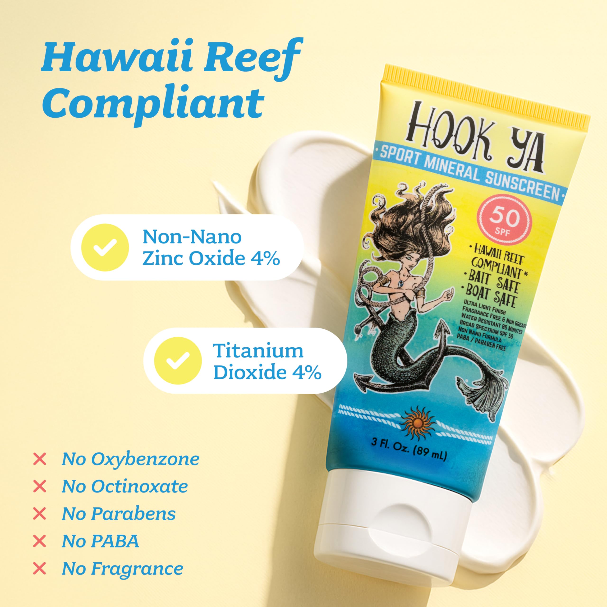 Hook'Ya travel-size 3oz sunscreen ready for outdoor adventures.