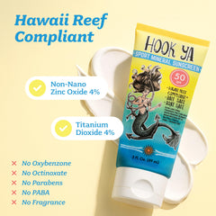 Hook'Ya travel-size 3oz sunscreen ready for outdoor adventures.