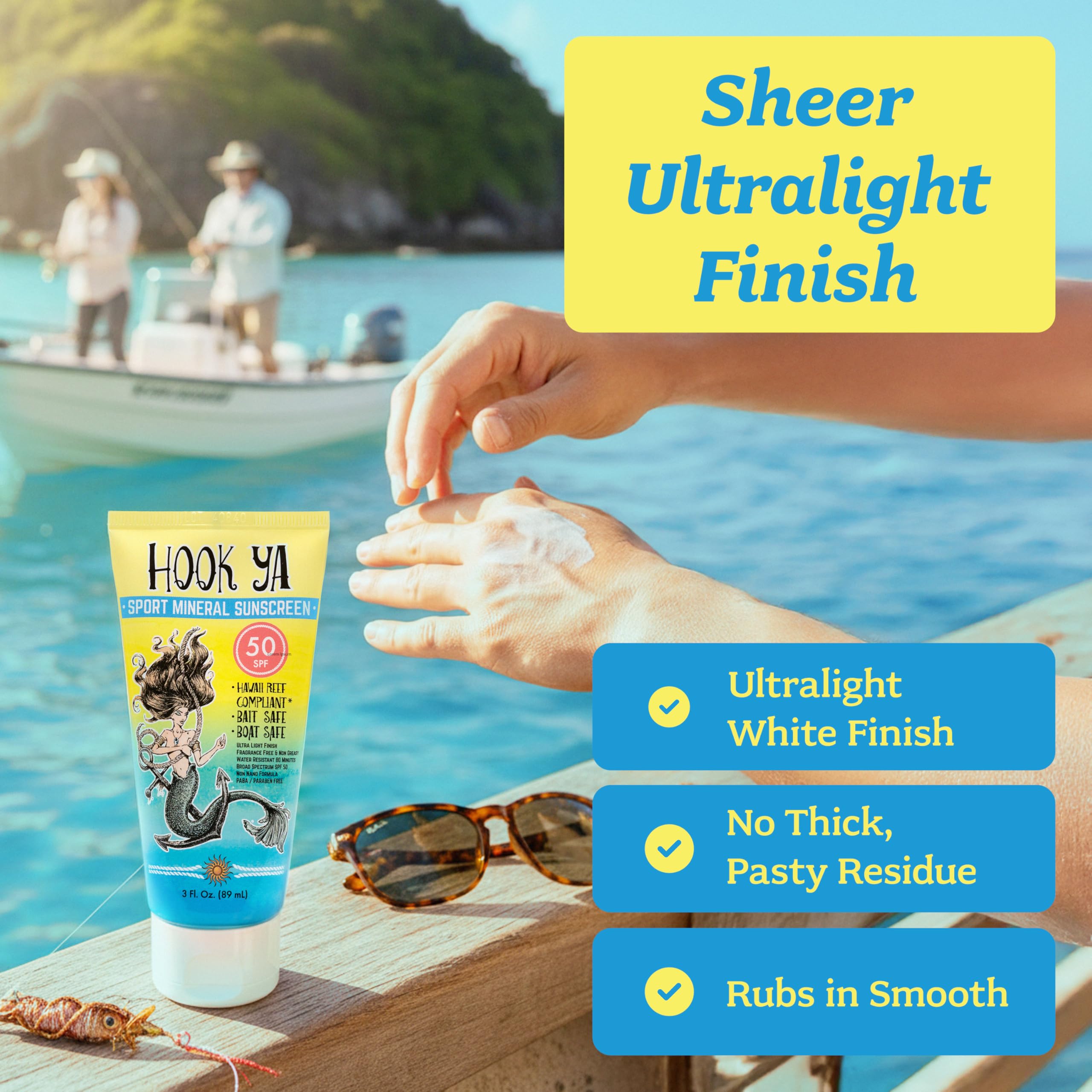 Hook'Ya ultralight mineral finish delivers breathable coverage.