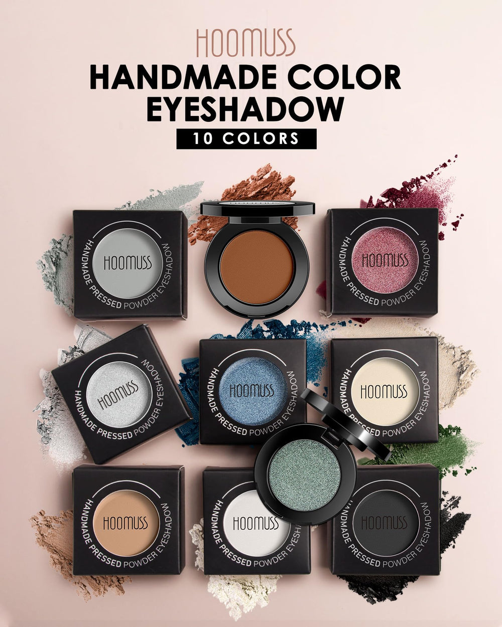 HOOMUSS cruelty-free vegan eyeshadow, ethically produced for guilt-free beauty.