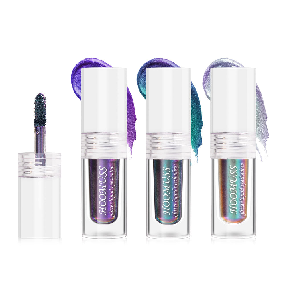HOOMUSS Glitter Liquid Eyeshadow color-shifting shimmer on lids adds multidimensional depth