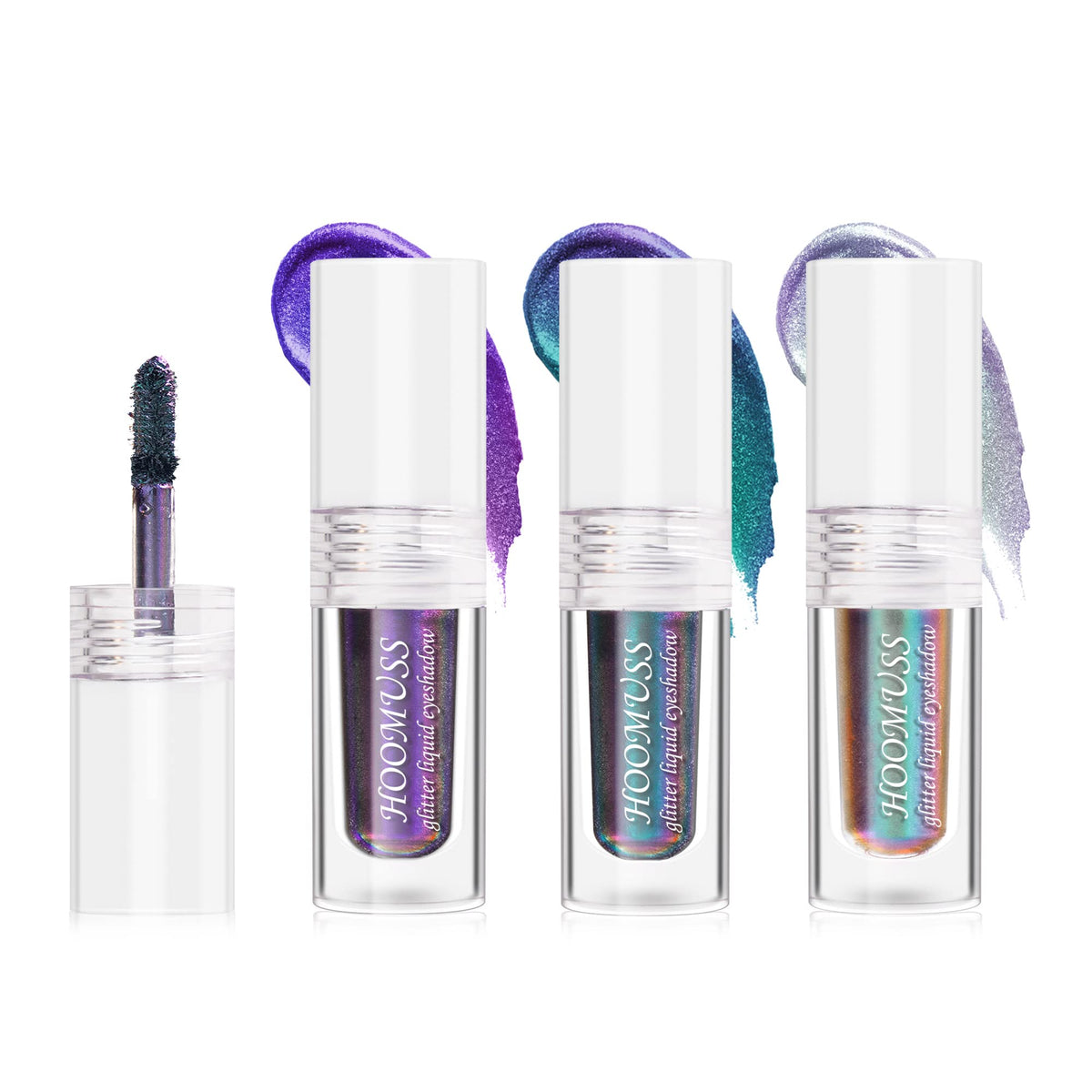 HOOMUSS Glitter Liquid Eyeshadow color-shifting shimmer on lids adds multidimensional depth