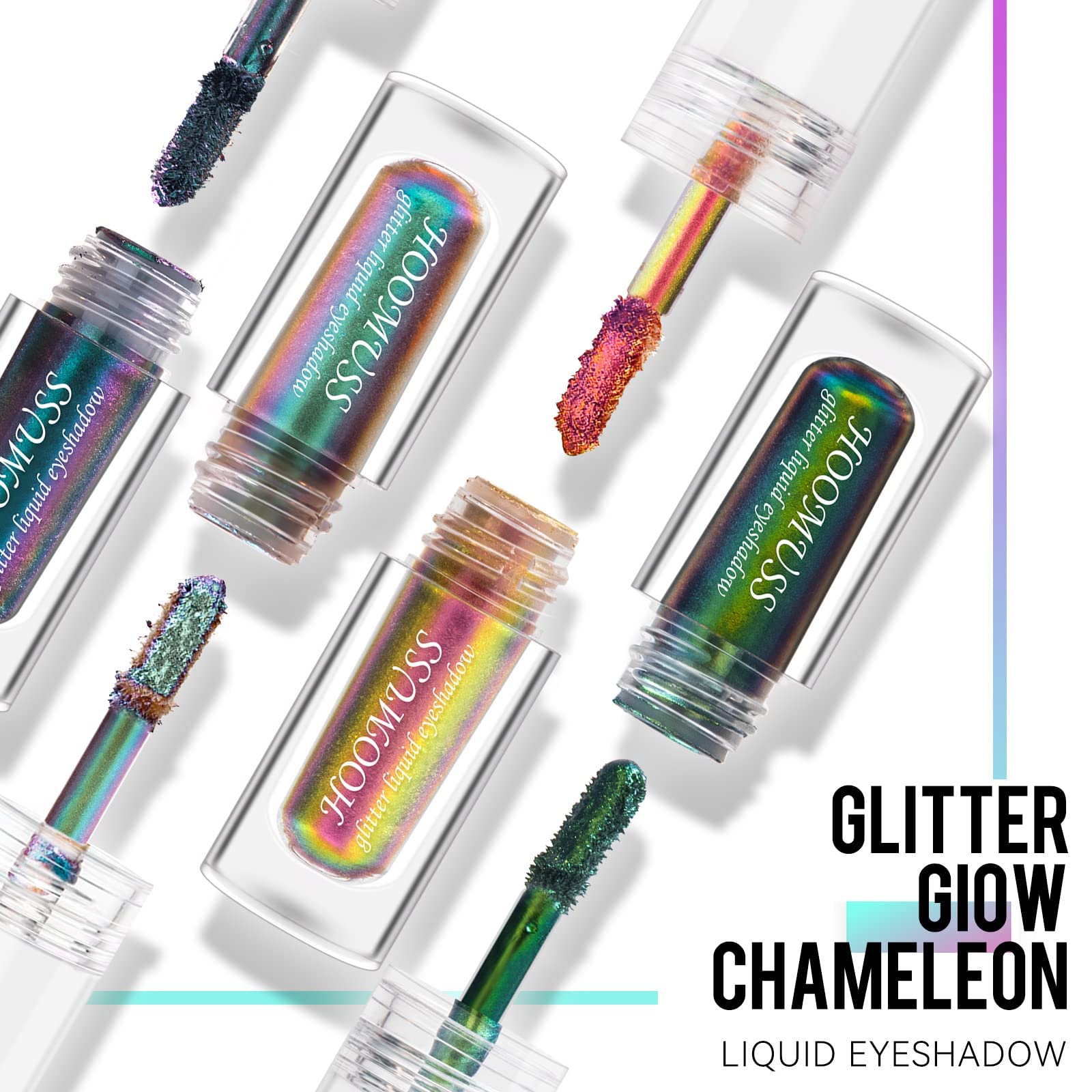 HOOMUSS Glitter Liquid Eyeshadow packaging and set details for quick shopping