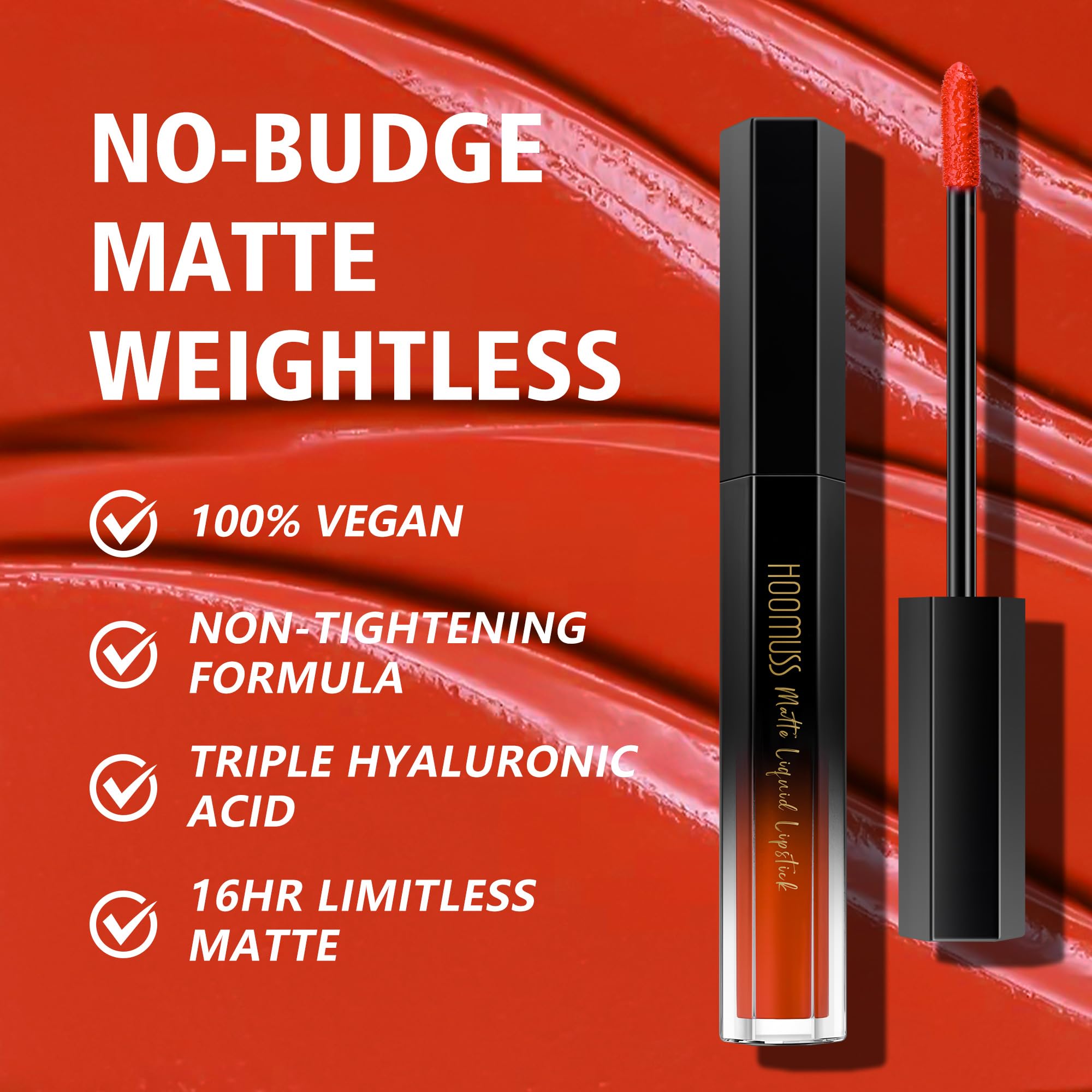 HOOMUSS Orange Lipstick matte finish for bold, everyday wear.