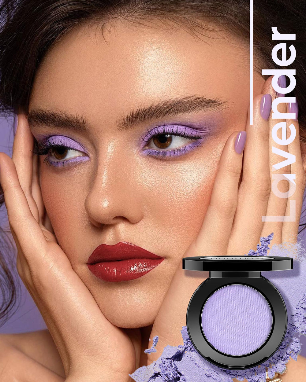 HOOMUSS Purple Eyeshadow pod closeup reveals rich pigment and a smooth matte finish.