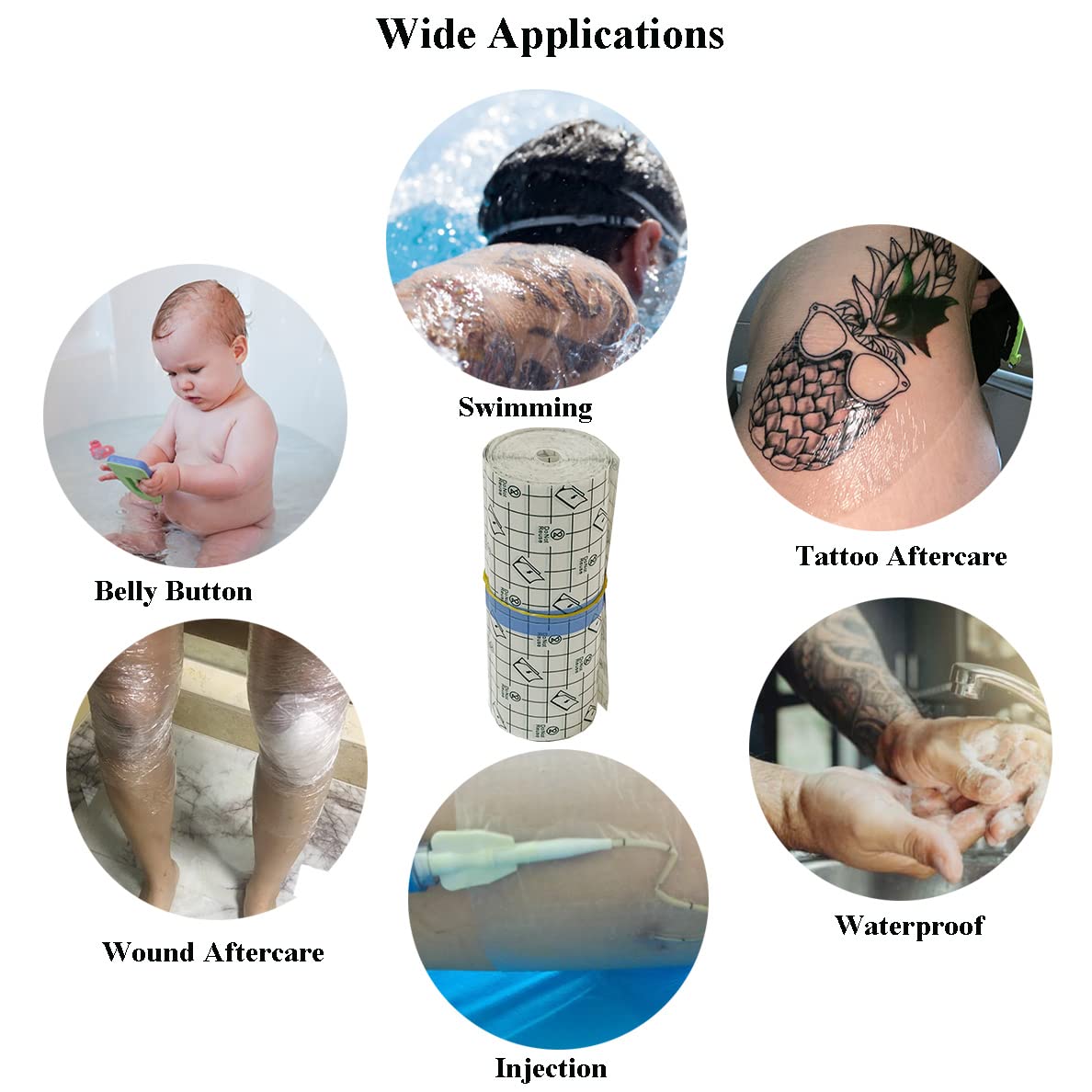 Hoostum large tattoo bandage roll laid out for extensive coverage