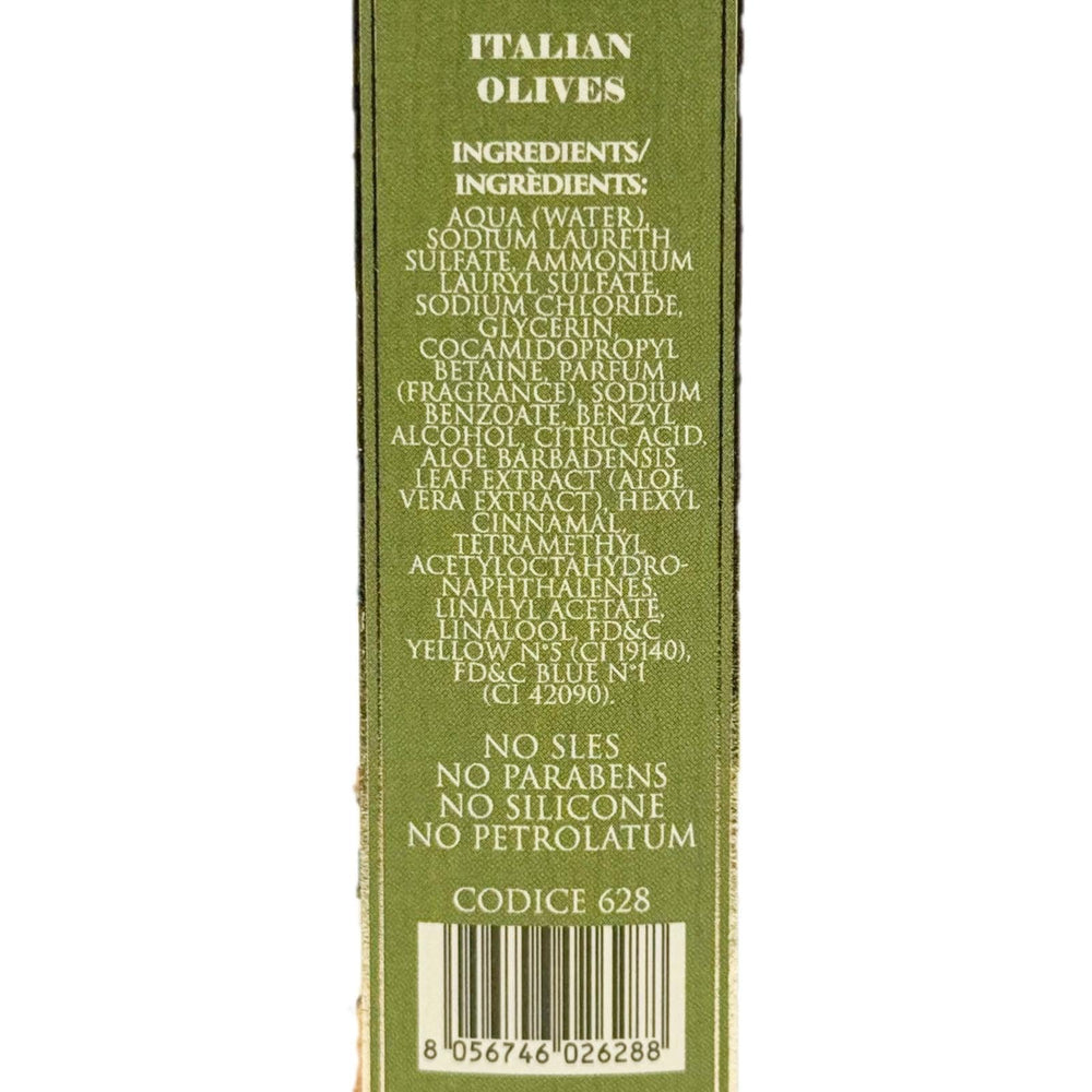 Hopificio Italian Olives hand soap pump-top image shows premium packaging and versatile use.