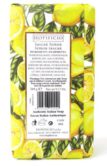 Hopificio Lemon soap close-up texture reveals milled, creamy formula.