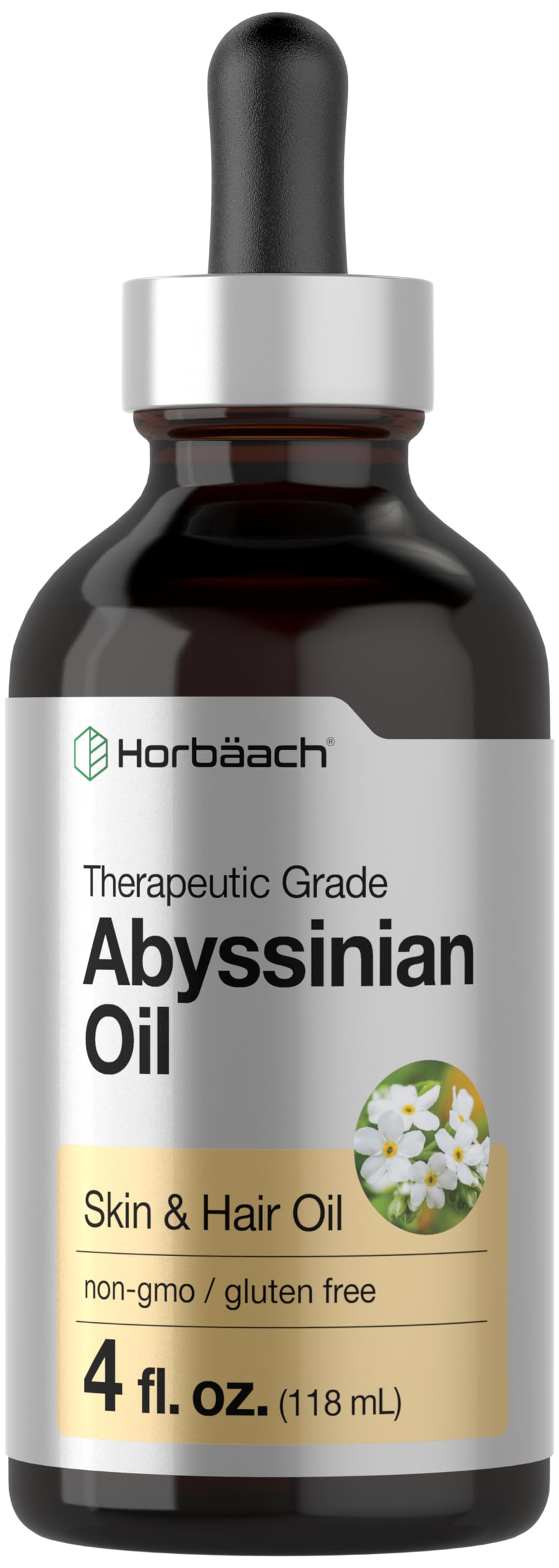 Horbäach Abyssinian Oil bottle 4oz highlights pure, fragrance-free nourishment for skin and hair