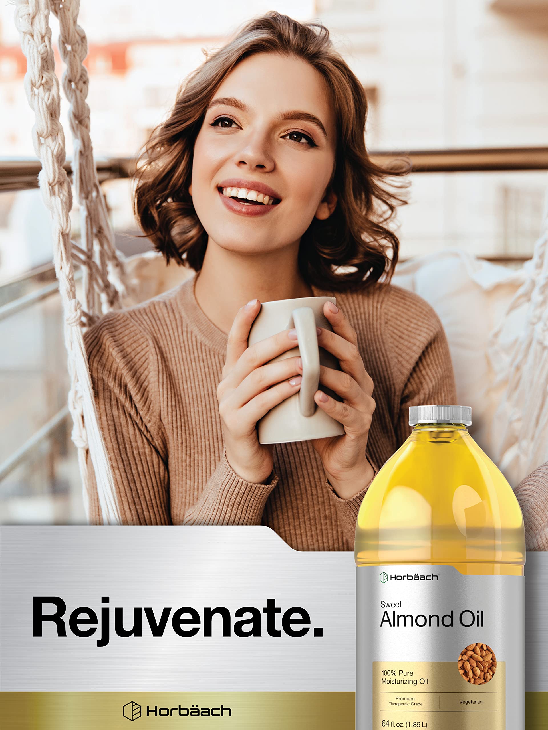 Horbäach Sweet Almond Oil for hair care routine.