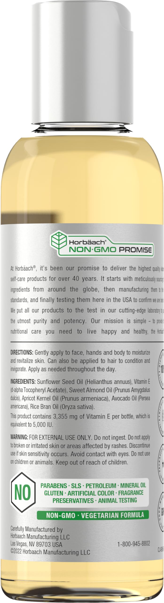 Horbäach Vitamin E Oil dropper enables precise hair application and nourishment.