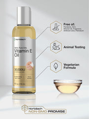 Lemon scented Horbäach Vitamin E Oil bottle enhances refreshment.