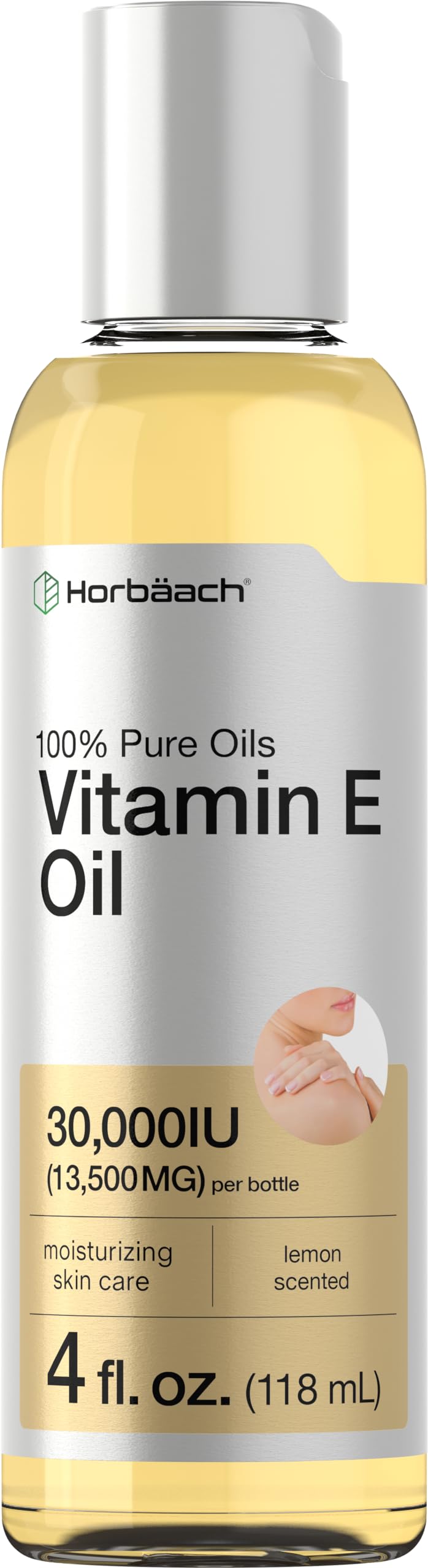 Horbäach Vitamin E Oil bottle for skin nourishment and moisture.