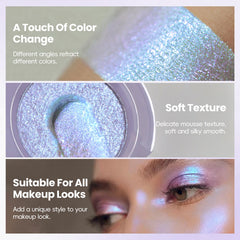 Hosaily chameleon metallic eyeshadow provides iridescent shade shifts under light.