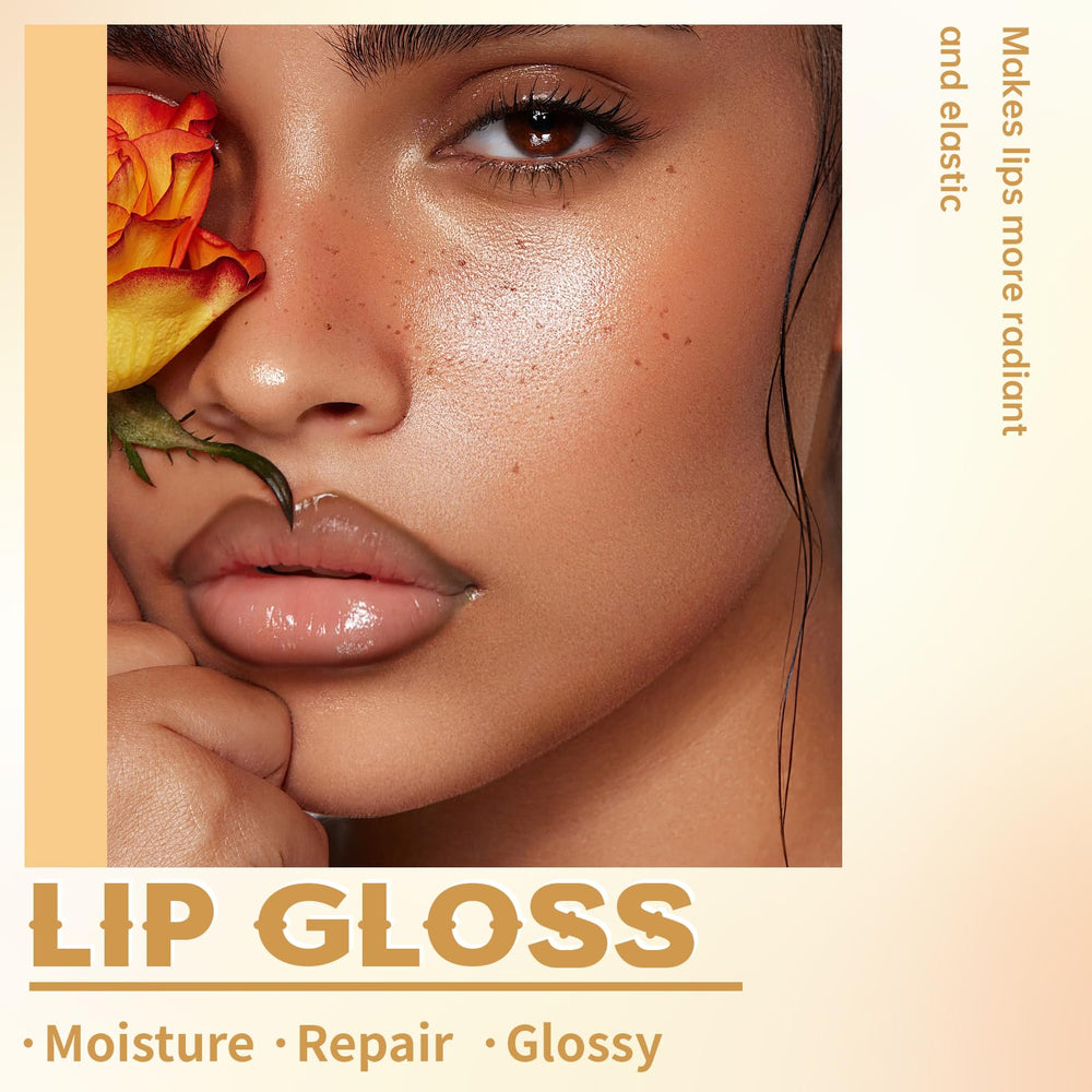 Hosaily clear lip gloss close-up showing glassy shine and moisture